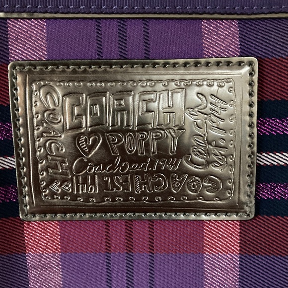 Authentic Coach 15886 Limited Edition Poppy Purple Tartan Plaid Shoulder Bag EUC - Picture 5 of 10